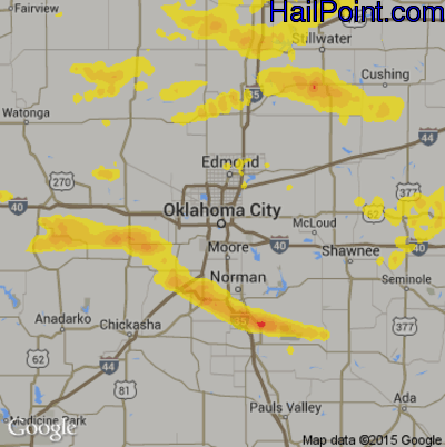 Hail Map for Oklahoma City, OK Region on May 6, 2019
