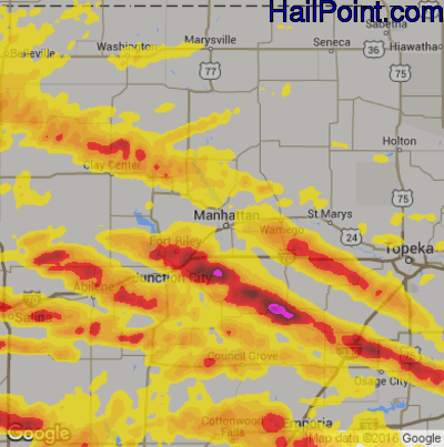 Hail Map for Mahhattan, KS Region on May 6, 2019