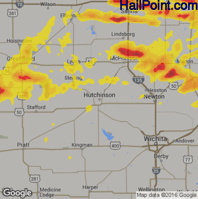 Hail Map for Hutchinson, KS Region on May 6, 2019