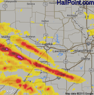 Hail Map for Topeka, KS Region on May 6, 2019