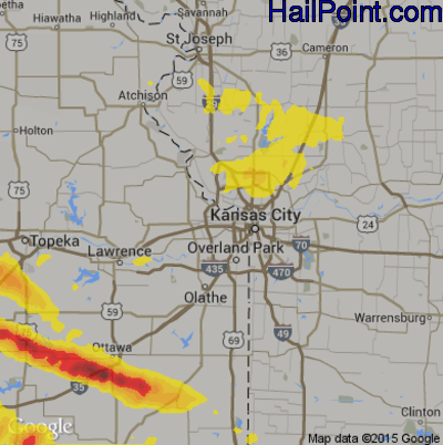 Hail Map for Kansas City, KS Region on May 6, 2019
