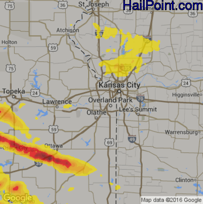 Hail Map for Shawnee, KS Region on May 6, 2019 
