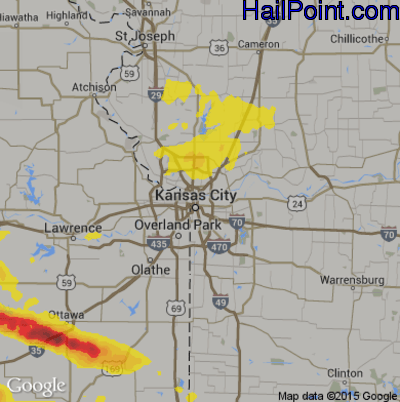 Hail Map for Kansas City, MO Region on May 7, 2019