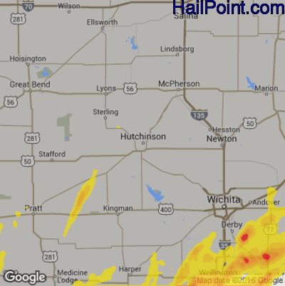 Hail Map for Hutchinson, KS Region on May 7, 2019