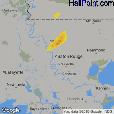 Hail Map for Baton Rouge, LA Region on May 8, 2019
