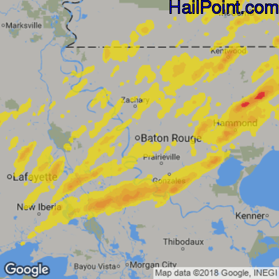 Hail Map for Baton Rouge, LA Region on May 9, 2019