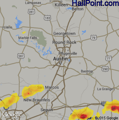 Hail Map for Austin, TX Region on May 9, 2019