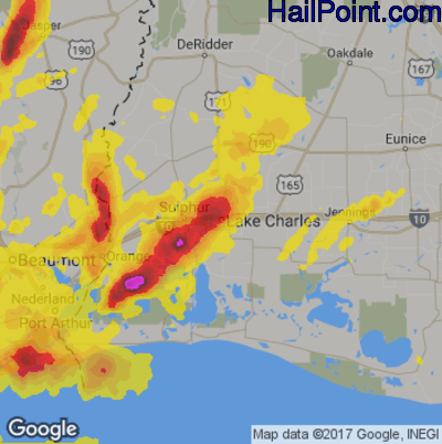 Hail Map for Lake Charles, LA Region on May 9, 2019