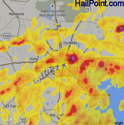 Hail Map for Houston, TX Region on May 9, 2019