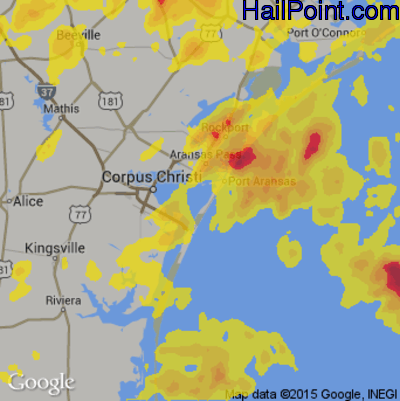 Hail Map for Corpus Christi, TX Region on May 10, 2019 