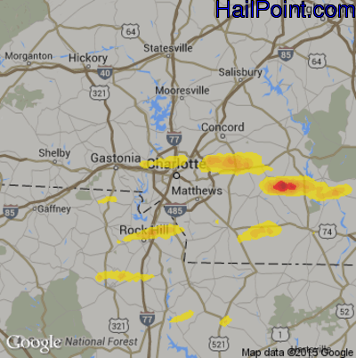 Hail Map for Charlotte, NC Region on May 11, 2019
