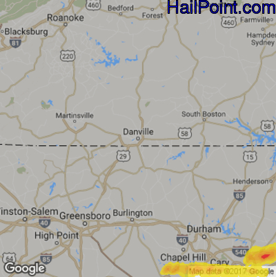 Hail Map for Danville, VA Region on May 13, 2019 