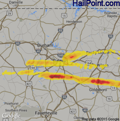 Hail Map for Raleigh, NC Region on May 13, 2019