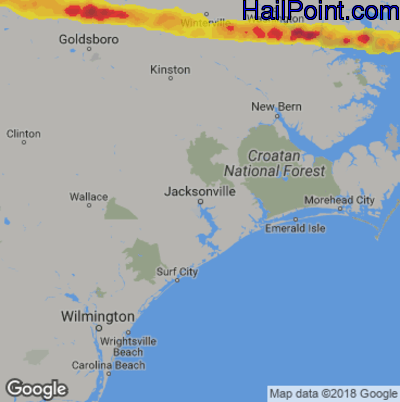 Hail Map for Jacksonville, NC Region on May 13, 2019