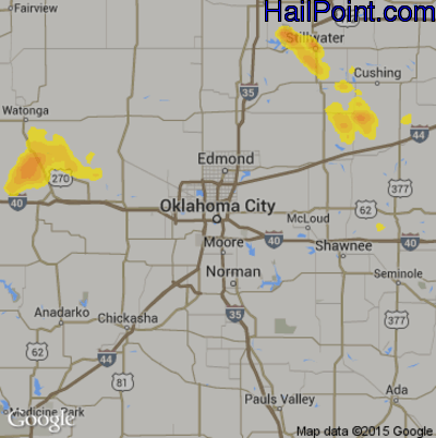 Hail Map for Oklahoma City, OK Region on May 13, 2019