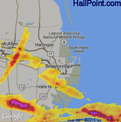 Hail Map for Brownsville, TX Region on May 14, 2019 