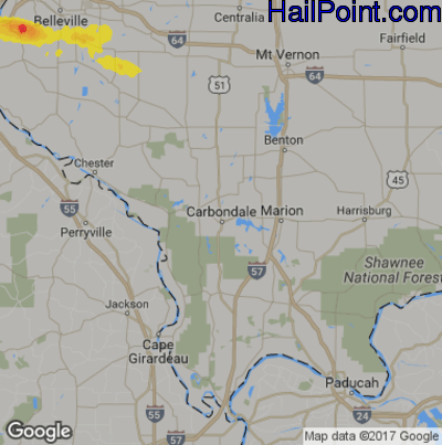 Hail Map for Carbondale, IL Region on May 15, 2019