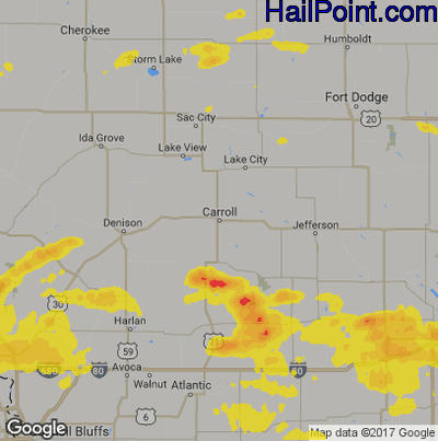 Hail Map for Carroll, IA Region on May 17, 2019