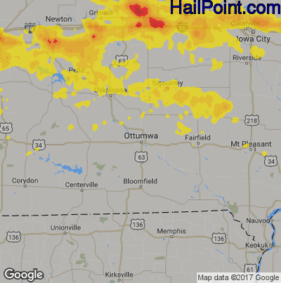 Hail Map for Ottumwa, IA Region on May 17, 2019