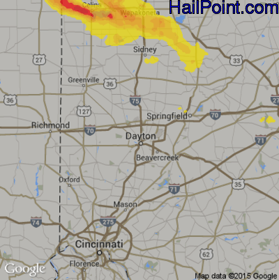 Hail Map for Dayton, OH Region on May 17, 2019