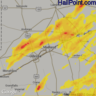 Hail Map for Midland, TX Region on May 17, 2019