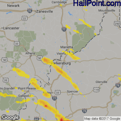 Hail Map for Parkersburg, WV Region on May 17, 2019