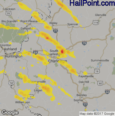 Hail Map for Charleston, WV Region on May 17, 2019