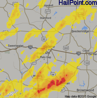 Hail Map for Abilene, TX Region on May 18, 2019 