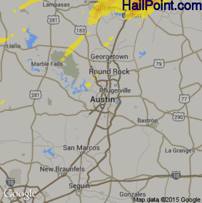 Hail Map for Austin, TX Region on May 18, 2019 