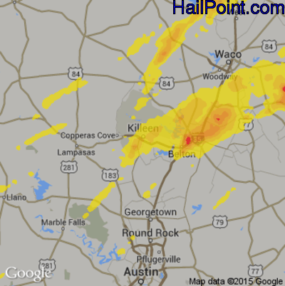 Hail Map for Killeen, TX Region on May 18, 2019 