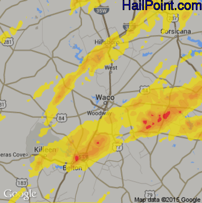 Hail Map for Waco, TX Region on May 18, 2019 