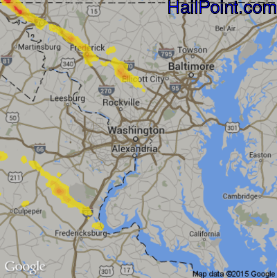 Hail Map for Washington, DC Region on May 18, 2019