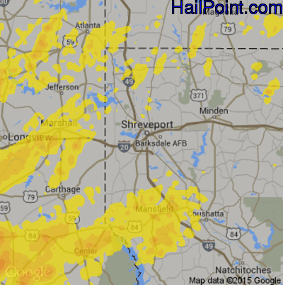 Hail Map for Shreveport, LA Region on May 18, 2019