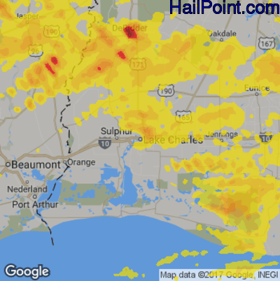 Hail Map for Lake Charles, LA Region on May 19, 2019