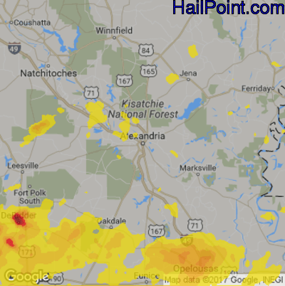 Hail Map for Alexandria, LA Region on May 19, 2019 