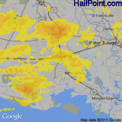 Hail Map for Lafayette, LA Region on May 19, 2019
