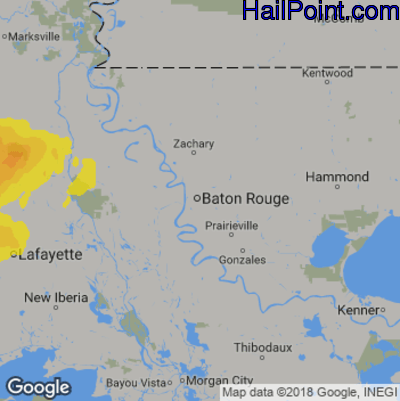 Hail Map for Baton Rouge, LA Region on May 19, 2019