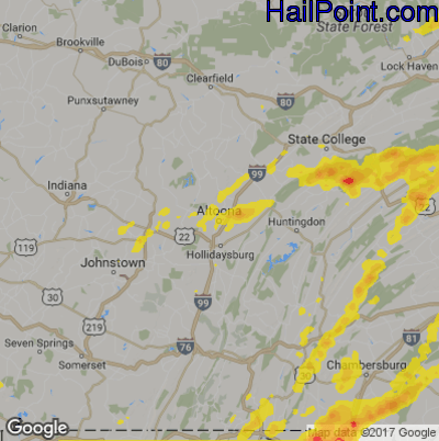 Hail Map for Altoona, PA Region on May 19, 2019