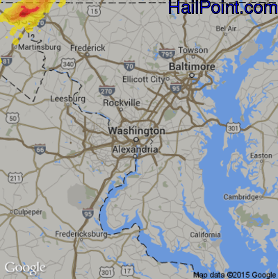 Hail Map for Washington, DC Region on May 19, 2019