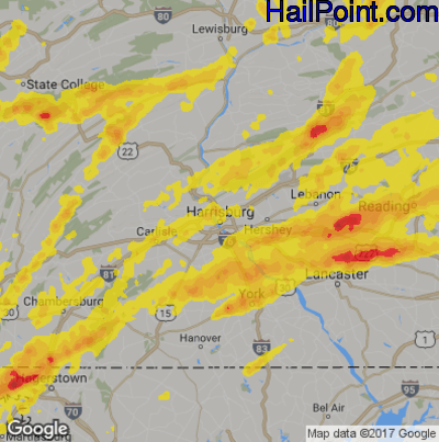 Hail Map for Harrisburg, PA Region on May 19, 2019