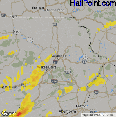 Hail Map for Scranton, PA Region on May 19, 2019