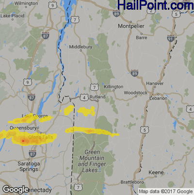 Hail Map for Rutland, VT Region on May 19, 2019