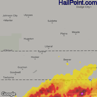 Hail Map for Liberal, KS Region on May 20, 2019