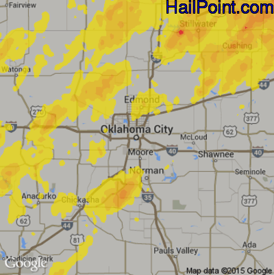 Hail Map for Oklahoma City, OK Region on May 20, 2019