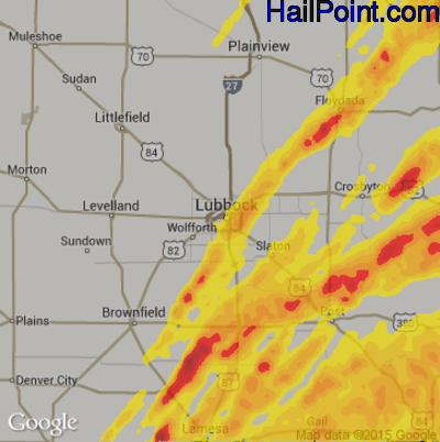 Hail Map for Lubbock, TX Region on May 20, 2019