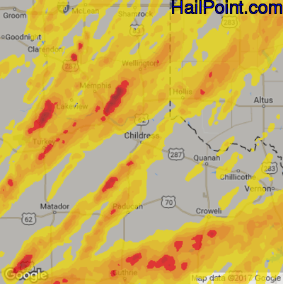 Hail Map for Childress, TX Region on May 20, 2019
