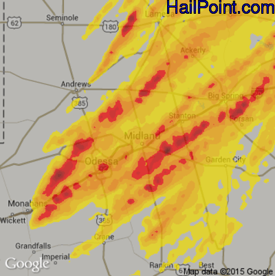 Hail Map for Midland, TX Region on May 20, 2019