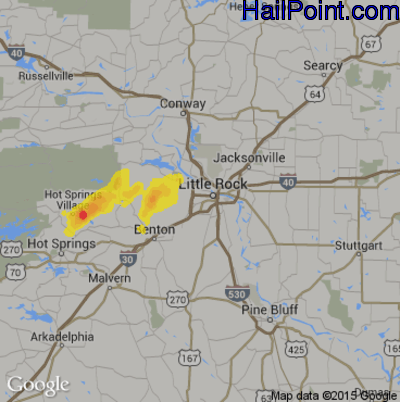 Hail Map for Little Rock, AR Region on May 20, 2019