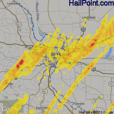 Hail Map for St. Louis, MO Region on May 21, 2019