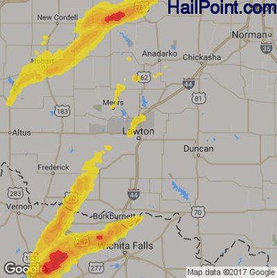 Hail Map for Lawton, OK Region on May 22, 2019